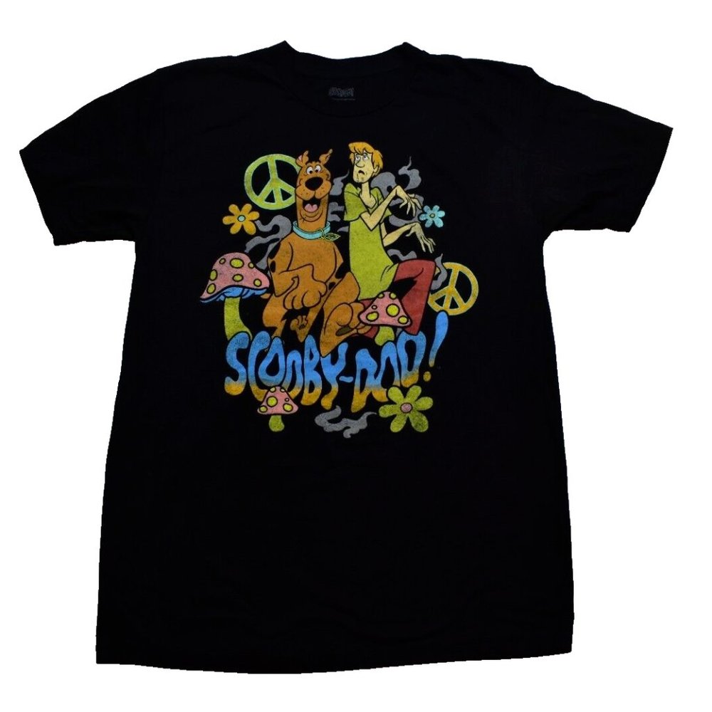 Scooby-Doo! Mens Big & Tall Scooby Shaggy Peace Mushrooms Flowers Shirt New LT